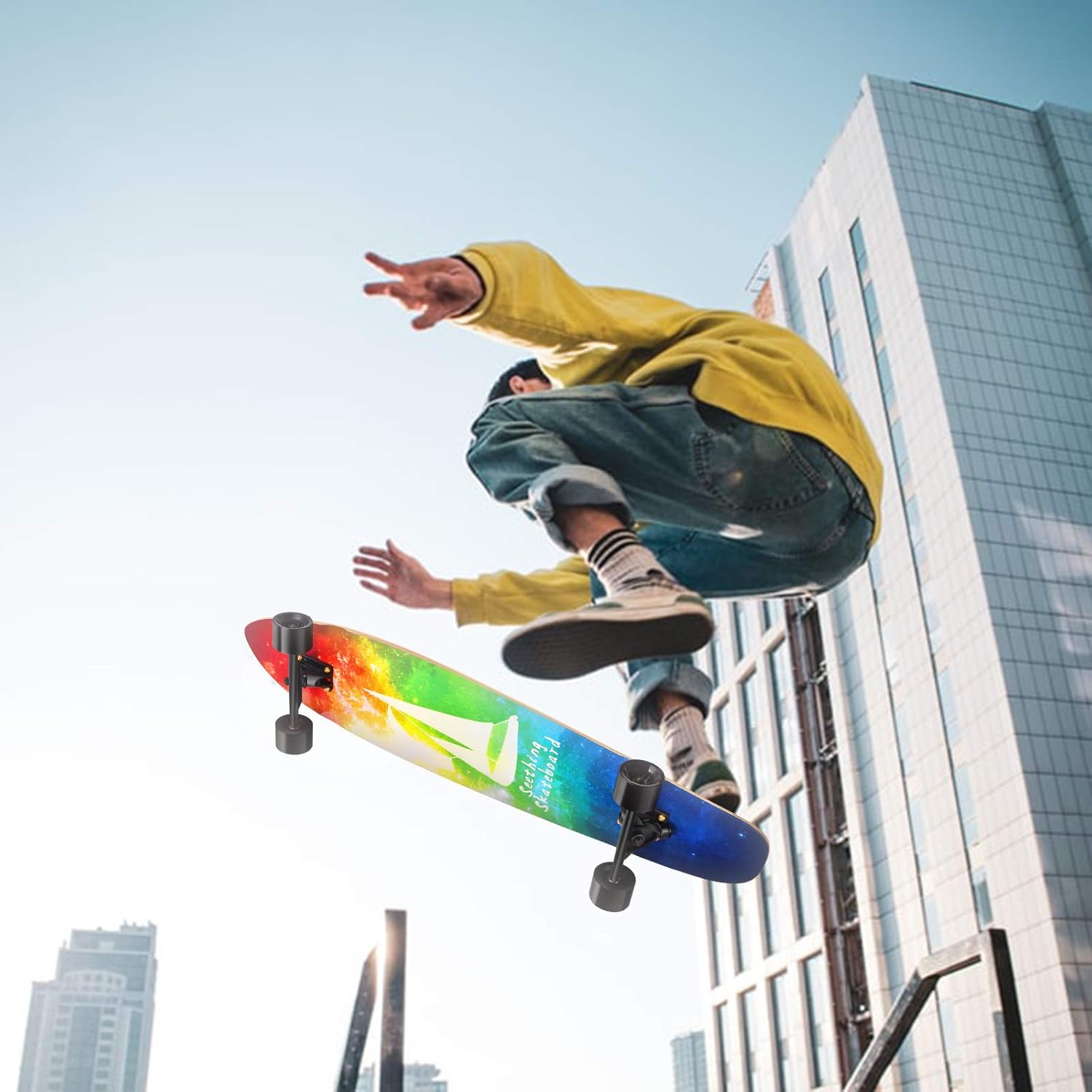 seething 42 Inch Longboard Skateboard Complete Cruiser Pintail,The Original Artisan Maple Skateboard Cruiser Pintail for Cruising, Carving, Free-Style and Downhill