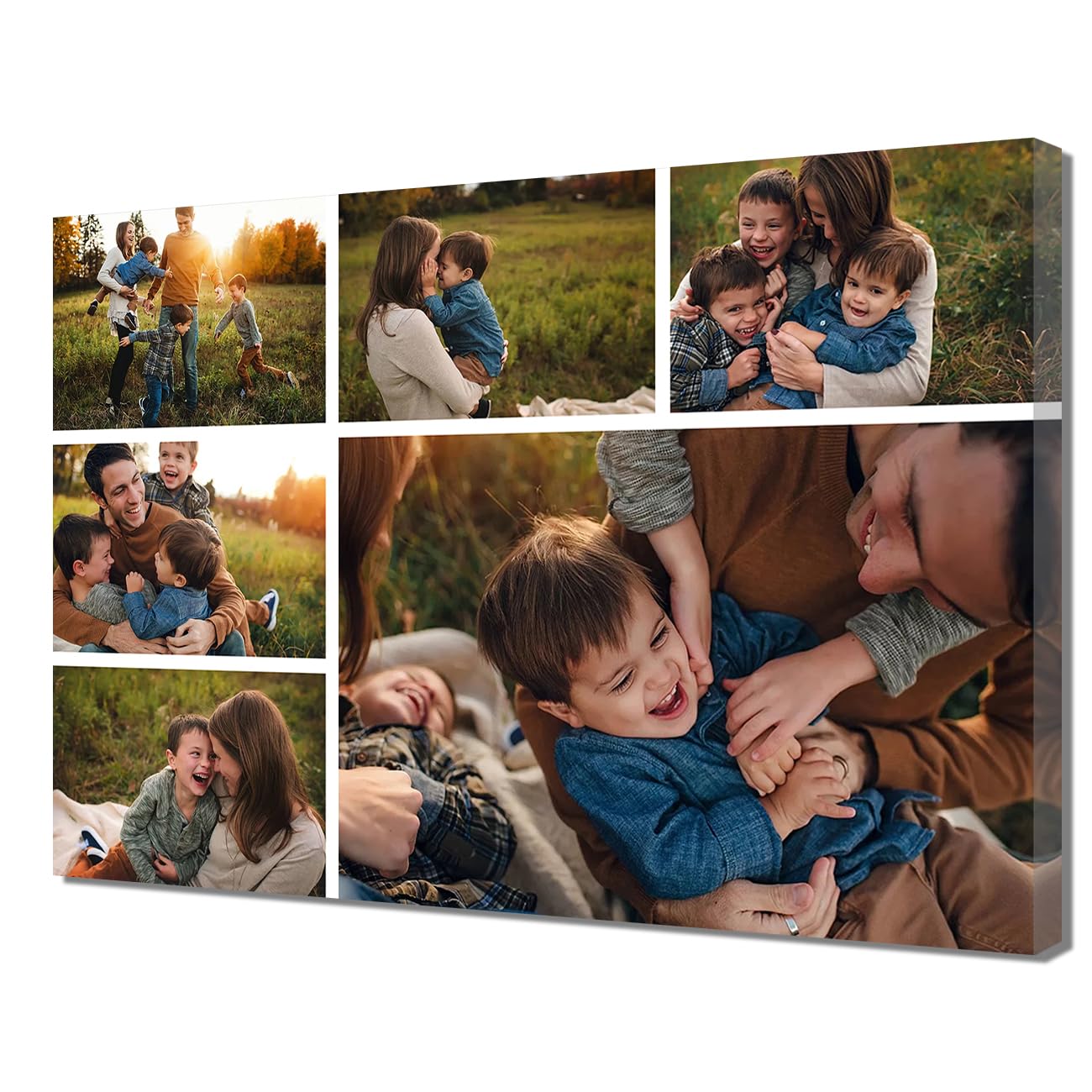 ZQQART Personalized Custom Photos Wall Art Collage Multi Picture on Canvas Prints Customized Family Painting Custom Baby Wedding Couple Poster (Blue,30x45cm)