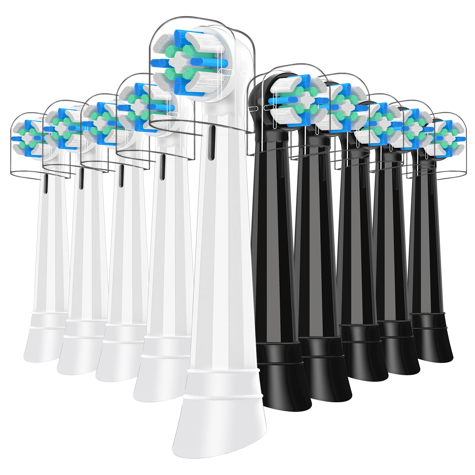 IO Replacement Heads Intelligent Compatible with Oral B iO 2 3 4 5 6 7 8 9 10 Series Electric Toothbrush, 10 Pack Brush Heads with Medium Soft Bristles for Gum Care & Sensitive Teeth (Black/White)