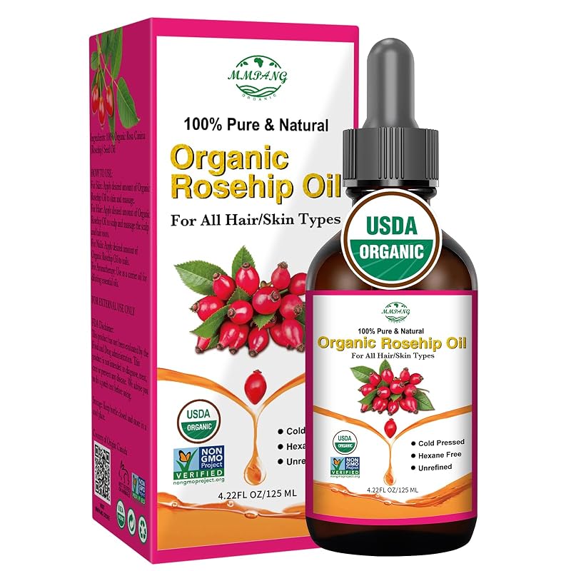 USDA Organic Rosehip Seed Oil for Face, Skin & Body