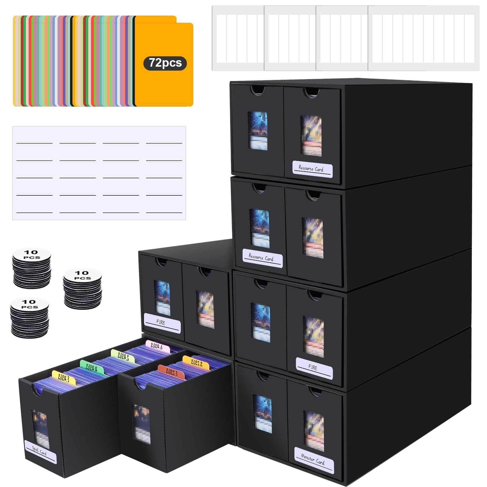 Verzamelkaartenbox voor toploaders, waterdichte opbergdozen voor 540 3x4 inch toploaders en 120 35pt magnetische kaarthouders