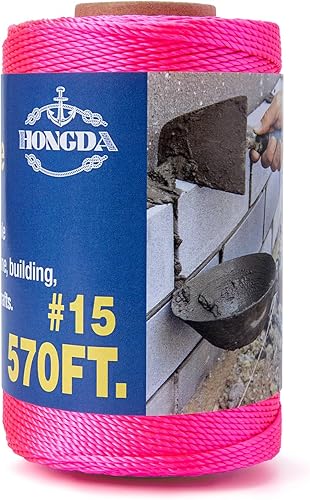 Miniatura 48 de HONGDA Cuerda de nailon trenzada, #15 x 375 pies, cuerda de nailon para trabajos de mampostería, línea de trote, línea de señuelo, fabricación