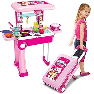 Pretend Play Kitchen set for Kids | Little Chef kids kitchen playset with Accessories Pots, Pans, dishes, cups, utensils, ...