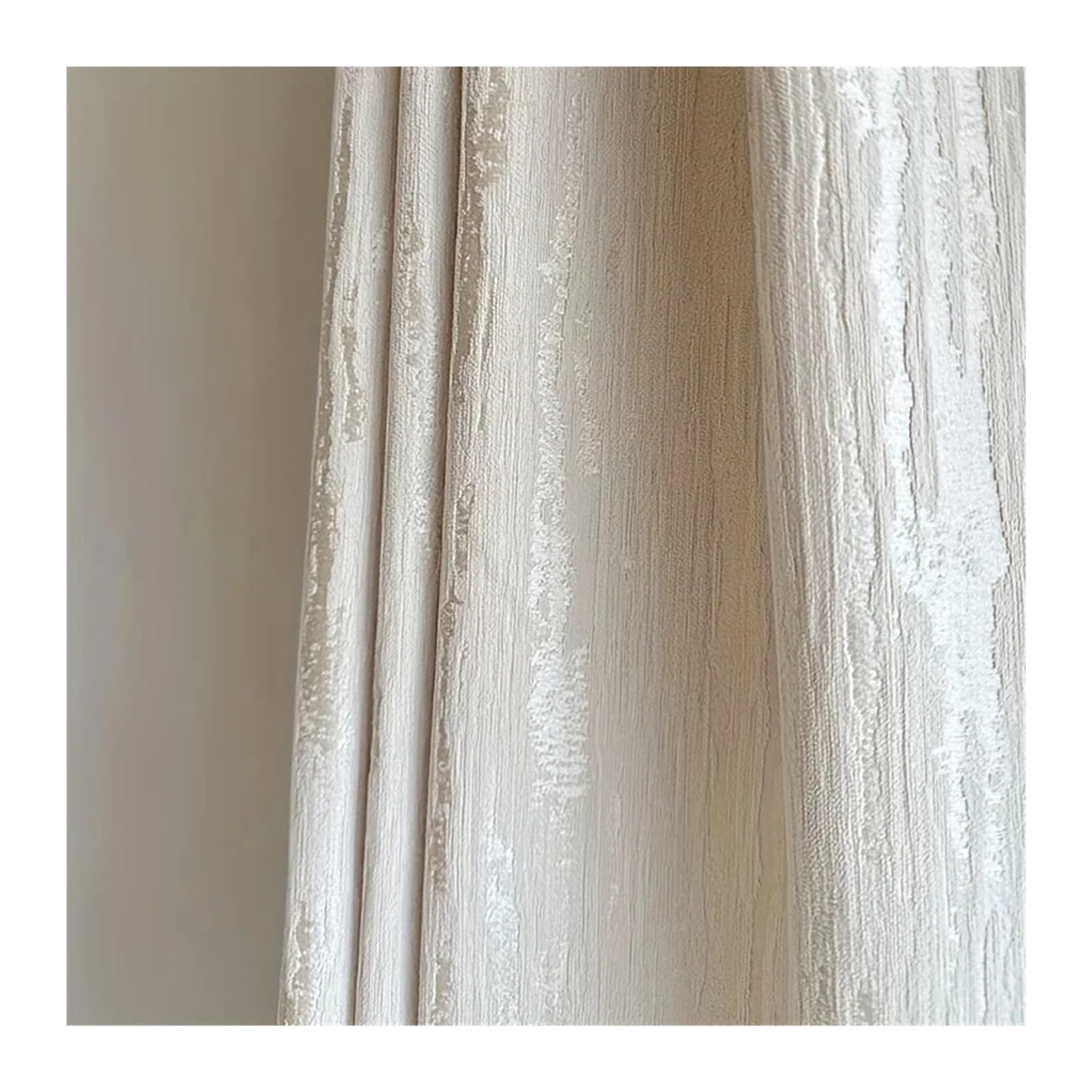 Rideau chenille crème occultant jacquard grain de bois 107x213cm