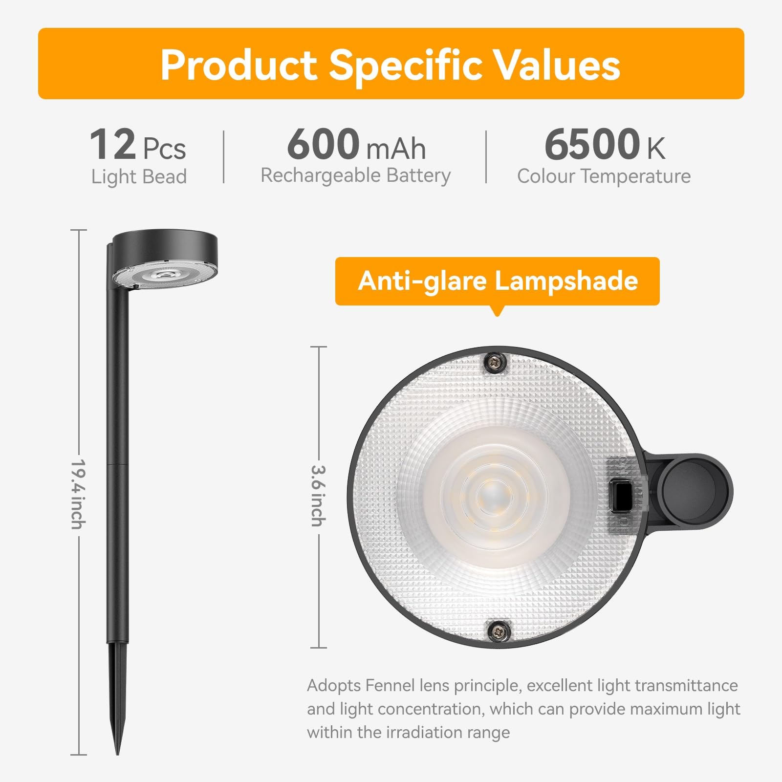 Ahaorigin Confezione da 12 luci solari per vialetti esterni, 12 luci a LED più luminose a energia solare, impermeabili, fino a 12 ore, moderne luci per vialetto, giardino, vialetto, prato, bianco