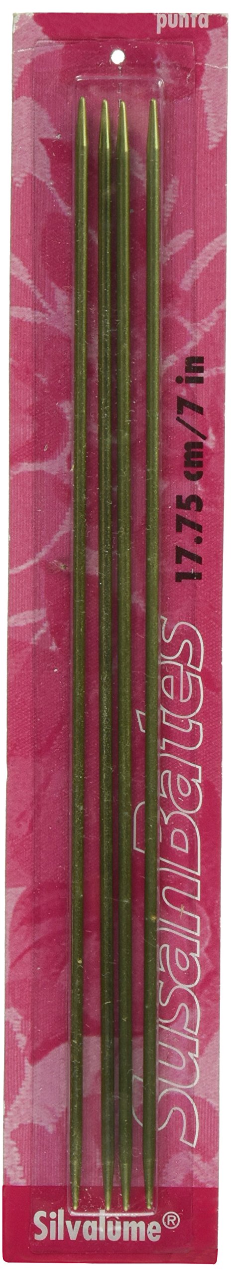Susan Bates 11107-1 7-Inch Silvalume Double Point Knitting Needle, 2.25mm, Silver Green, 4 Per Package