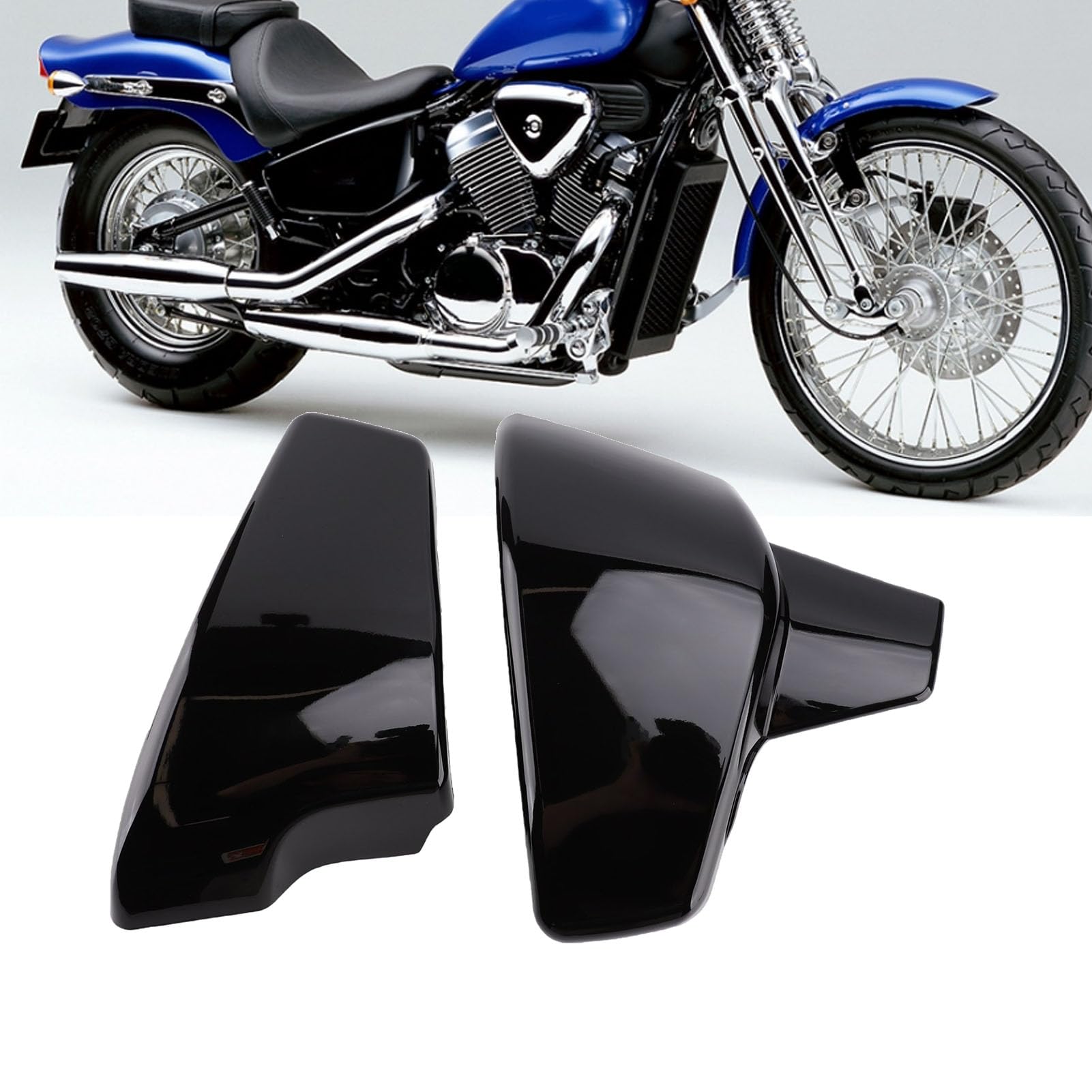 Osłona Boczna Akumulatora Motocykla do Shadow VT600 VLX 600 STEED400 | Bezpośredni Panel Zastępczy Baterii, Wysokowytrzymałe Tworzywo ABS, Wykończenie Odporne na Uderzenia, Osłona Przed