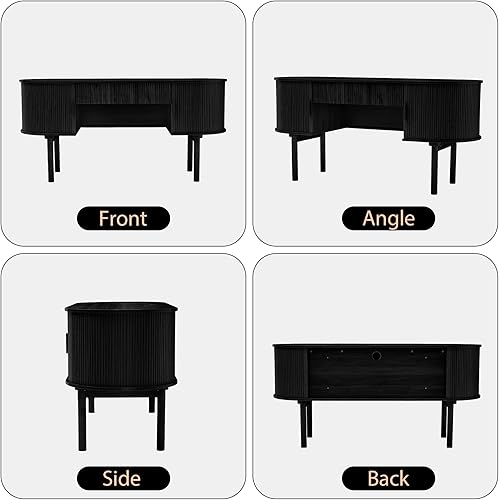 Miniatura 9 de Escritorio de oficina ejecutivo con almacenamiento, escritorio grande de 63 pulgadas para computadora con cajón y archivadores, escritorio moderno