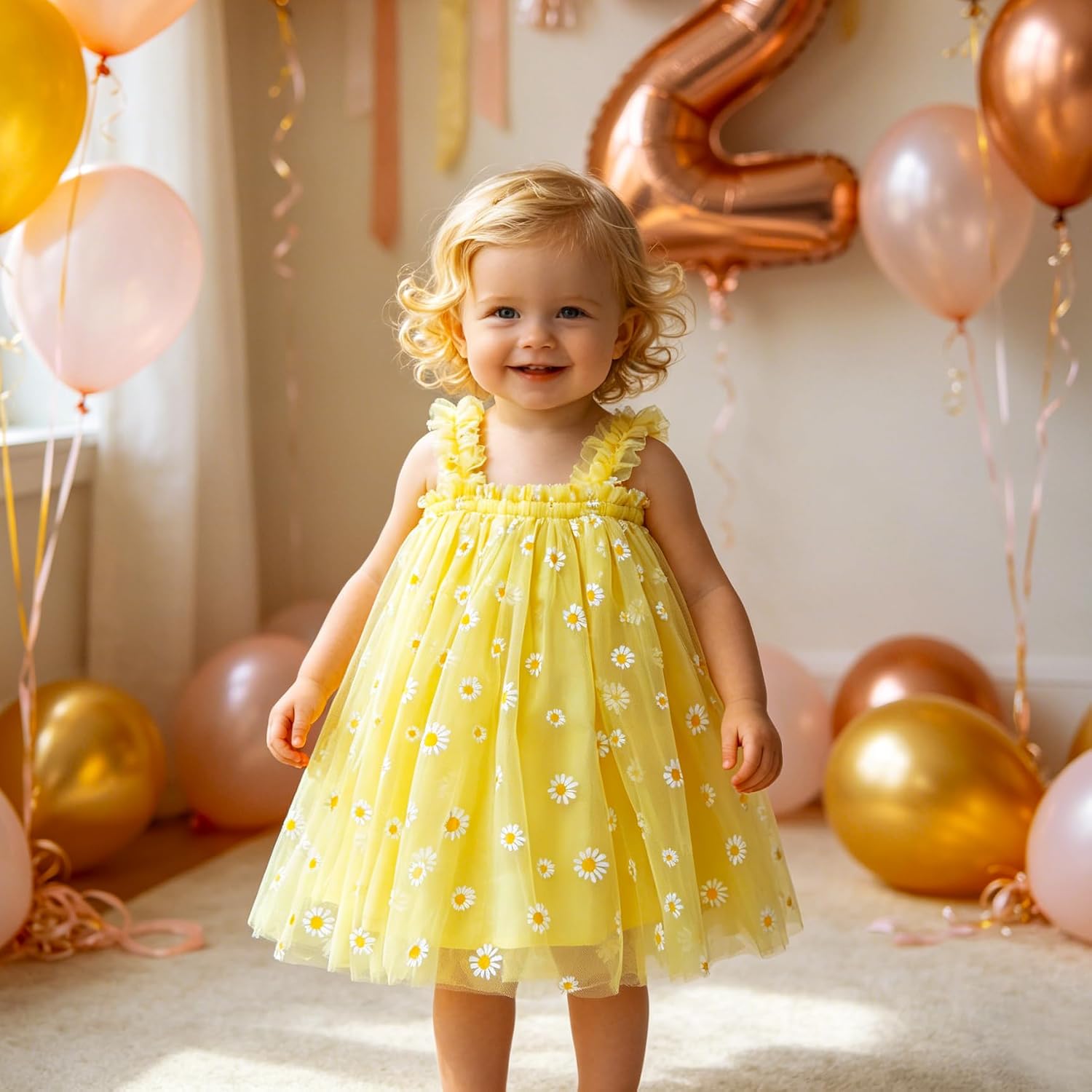 AGQT Baby Girls Tulle Tutu Dress Birthday Party Tulle Babydoll Dresses Size 9M-4T
