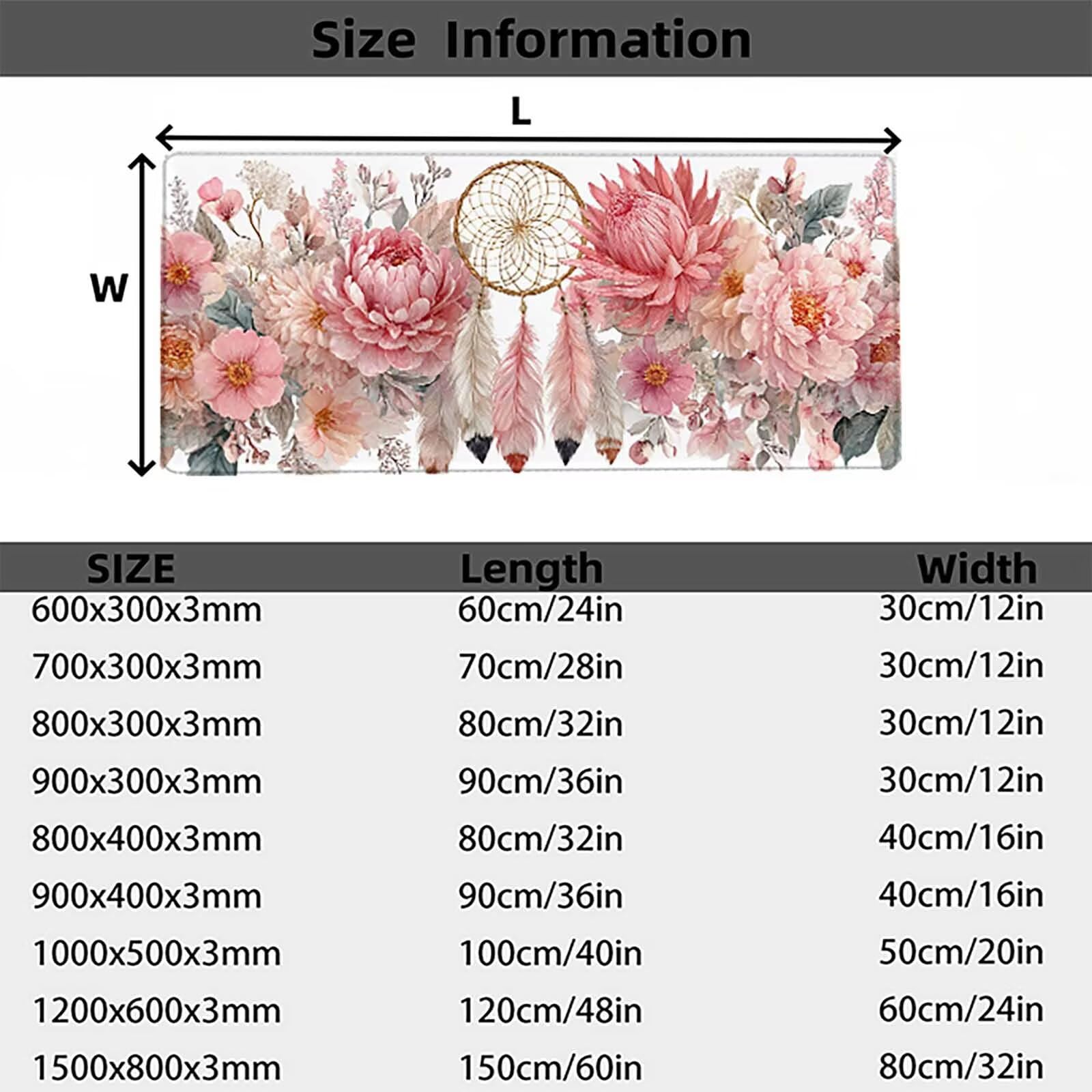 Podkładka pod mysz XXL 150 x 80 cm, gamingowa podkładka pod mysz, łapacz snów, podkładka na biurko, z przyszytymi krawędziami, antypoślizgowa gumowa podstawa, wodoodporna, akcesoria gamingowe do biura