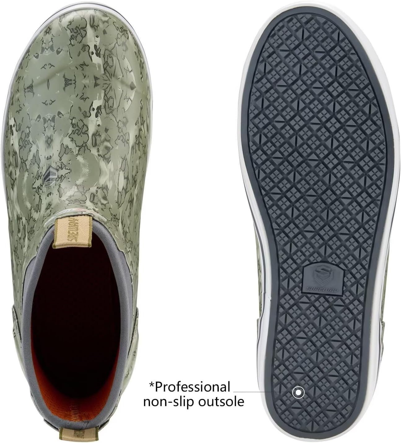 SUREWAY Men's Deck Boots Professional Non-Slip Fishing & Ankle Boating Boot Waterproof Rain Boots, Lightweight Neoprene Rubber Deck Boots - Image 4