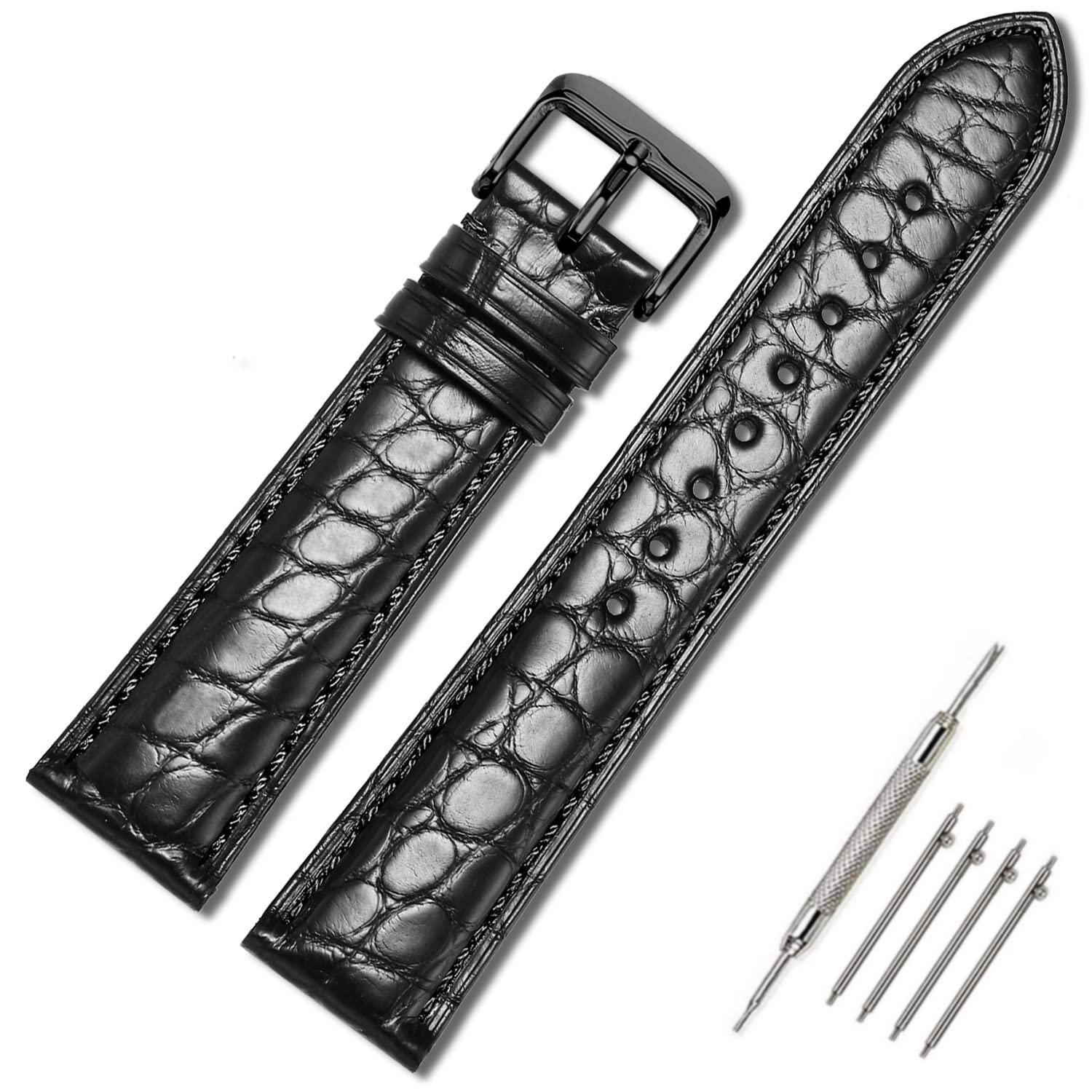時計 18mm MORELLATO Crocodile Watch Straps-1. Amazon.com: Moran Alligator Leather Quick Release Watch Band