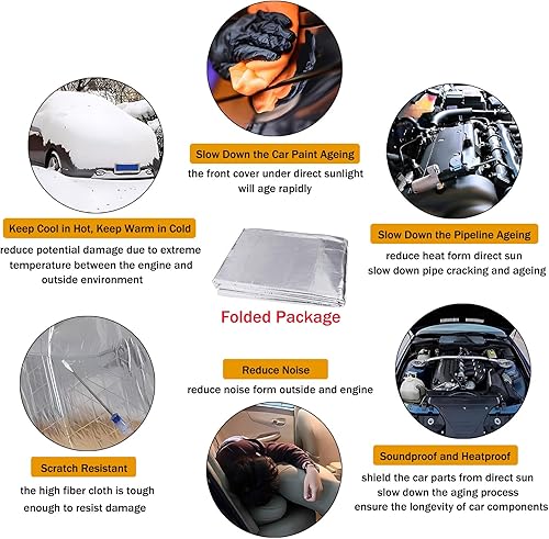 Miniatura 5 de Alfombrilla de amortiguación de sonido para automóvil, 60 x 40 pulgadas, resistente al calor, espuma de aluminio, impermeable, aislamiento acústico