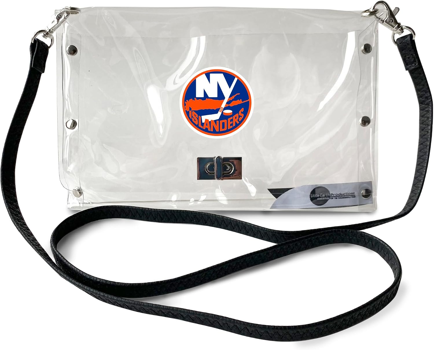 Littlearth NHL Colorado Avalanche Clear Envelope Purse with Black Fashion Strap, Team Color, 10" x 6.5" x 0.5"