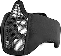 Vista 16 de AOUTACC Máscara de malla de airsoft plegable, máscaras de malla tácticas militares de nailon de media cara con protección para los oídos ajustables