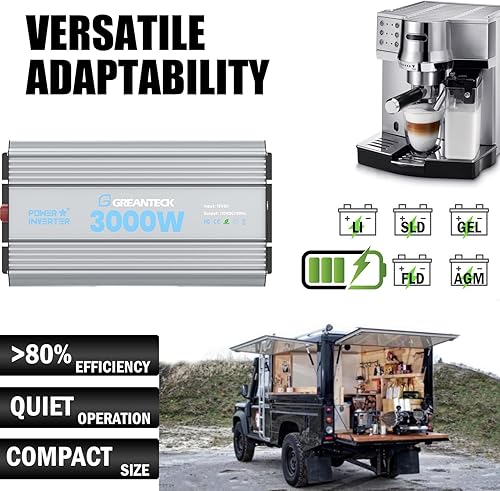 Miniatura 2 de Inversor de corriente de 3000 vatios, CC 12 V a CA 110 V 120 V, convertidor de onda sinusoidal modificada para automóvil, inversor de energía de