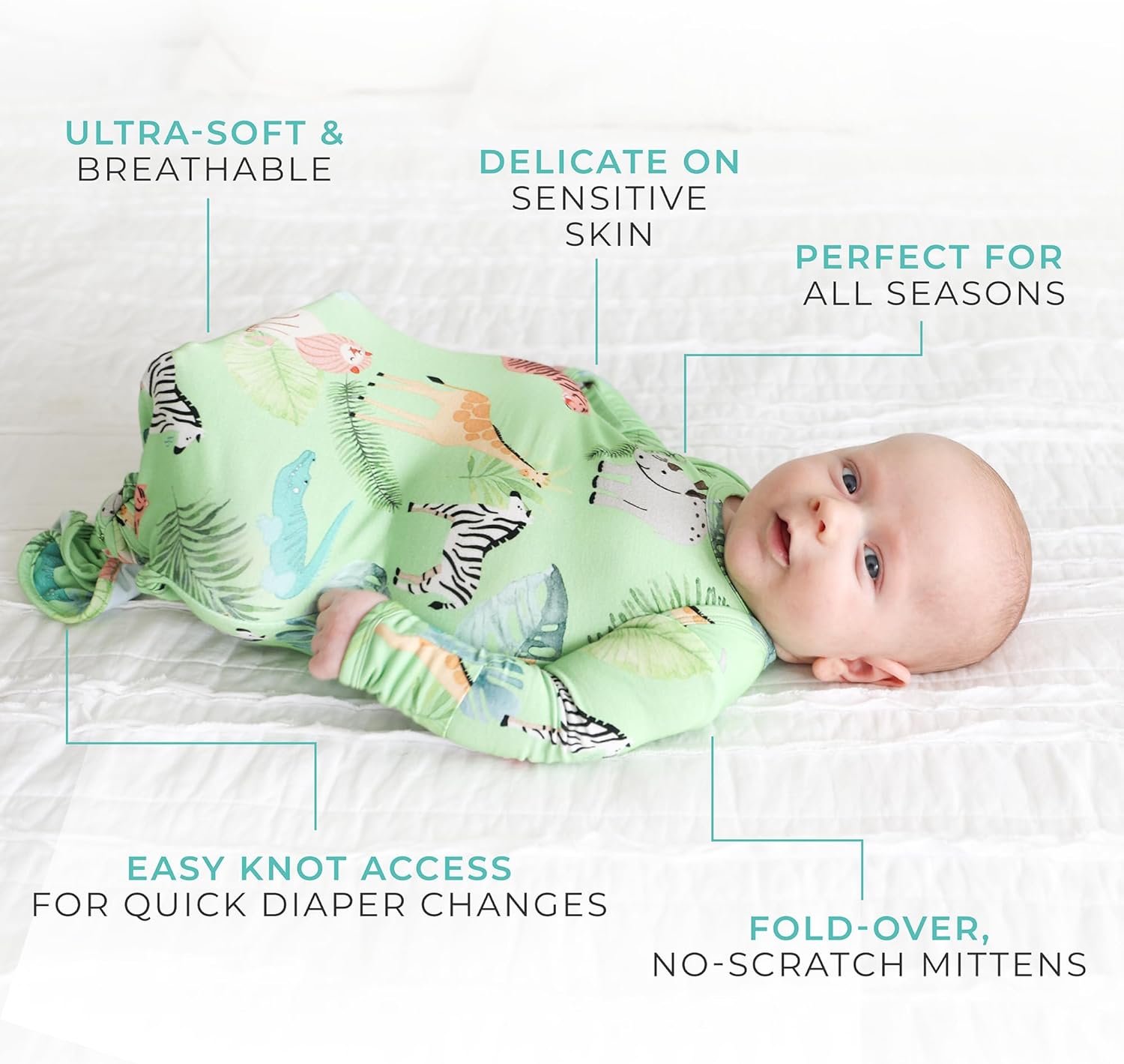 Posh Peanut Knotted Newborn Gown - Newborn Gowns For Girls 0-3 Months - Image 4