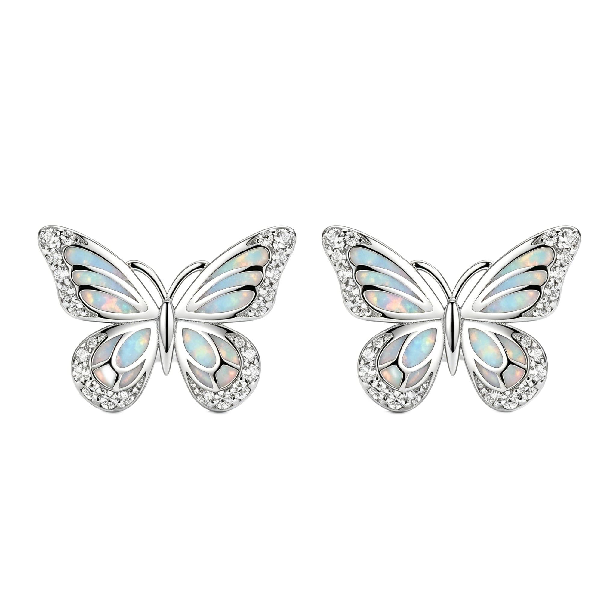 Schmetterlings Opal Ohrringe 925er Sterlingsilber Schmetterlings Opal Ohrringe Niedliche Tier Schmuck Geschenkidee für Damen
