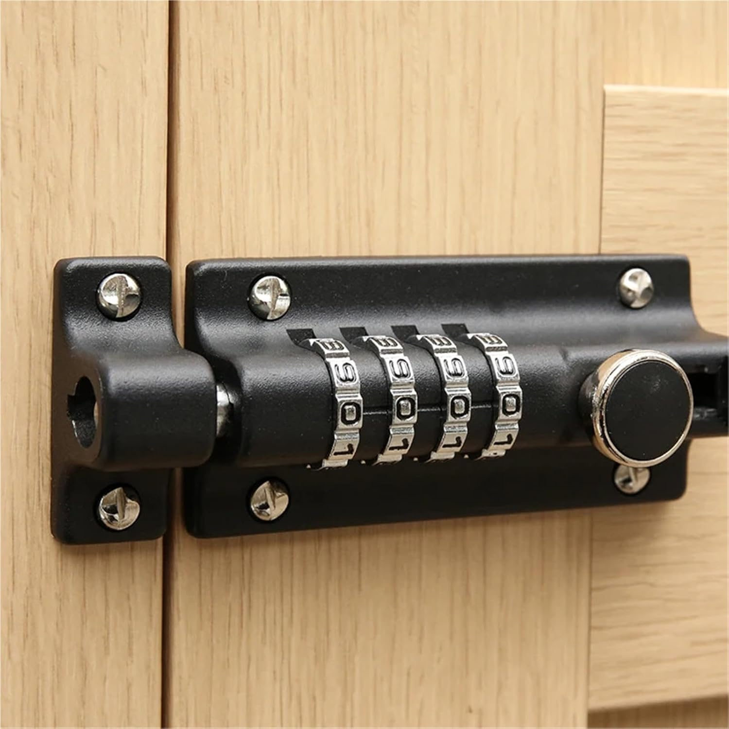 Door Latch Lock Combination Locking Bolt Zinc Alloy Slide Latch Lock with Password Setting for Gate Barns Garages 1Pcs(Black)