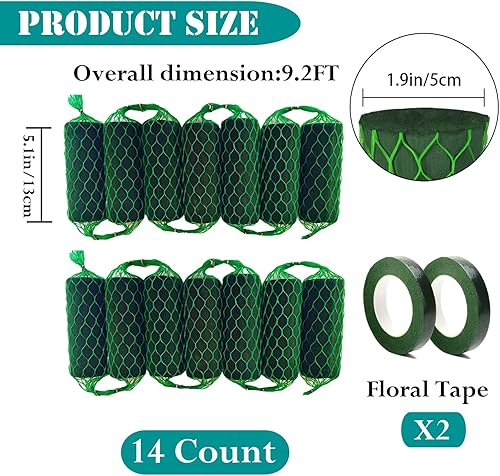 Miniatura 2 de Juego de 14 guirnaldas de espuma floral de 9.2 pies, kit de bloques de esponja de absorción para puerta de arco para arreglo de flores frescas y