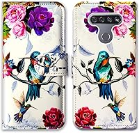 Vista 1 de Funda para LG K51, LG Reflect (LM-K500), diseño de colibrí en flores, de piel, con ranura para tarjetas, soporte para LG K51/LG Q51