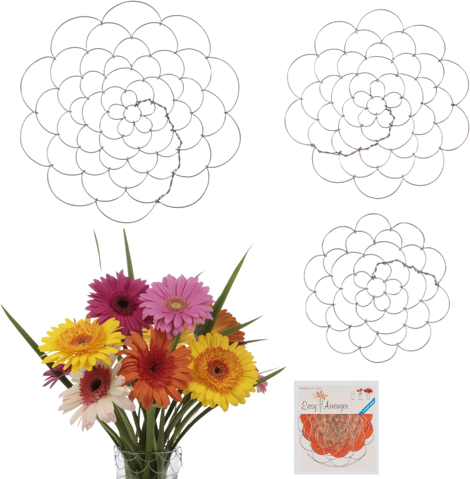 Easy Arranger 3 Pack Wire Flower Arranging Tool- Flower Frog, Reusable, Bendable Flower Grid