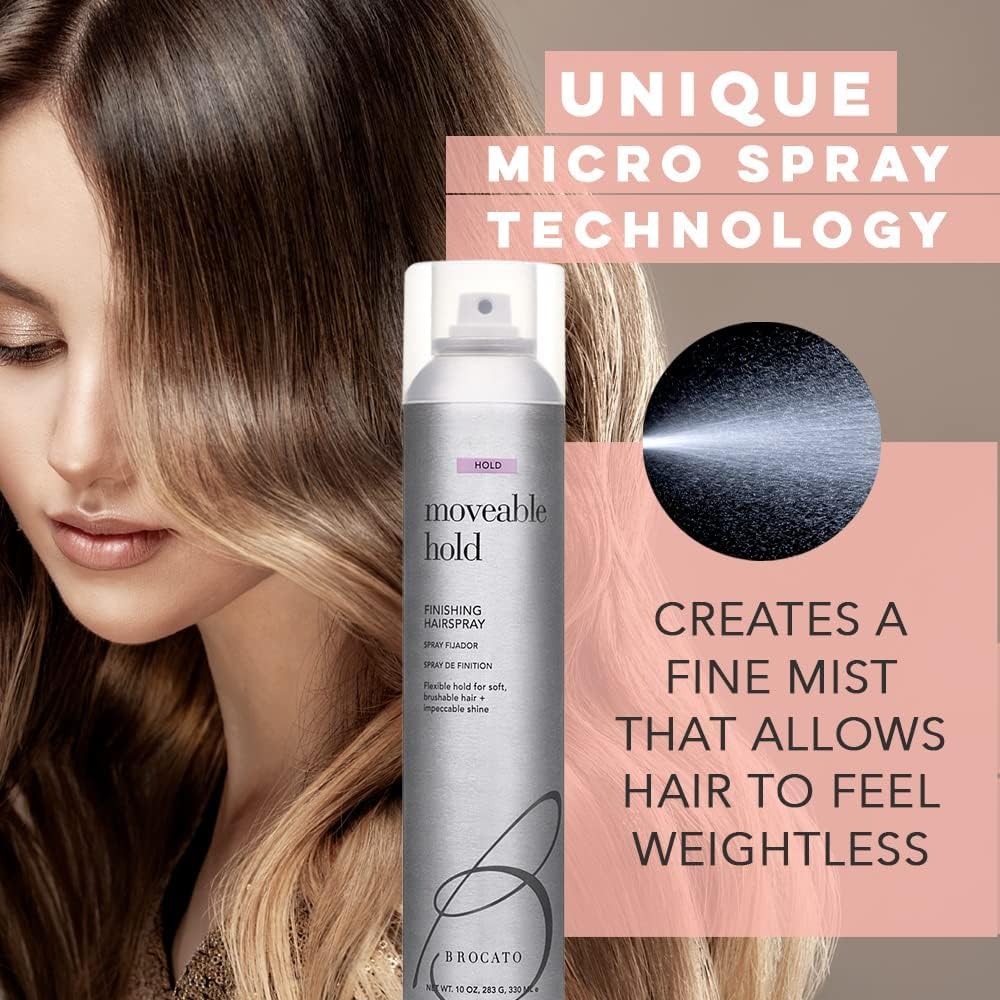 Brocato Moveable Hold Finishing Hairspray (50% VOC), 3 Pack, 10oz | Exceptional Control and Brilliant Finish | For All Hair Styles