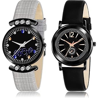TIMENTER Valentine Simple Casual Analog Black Color Dial Girls Watch - GW1-GW10 (Pack of 2)