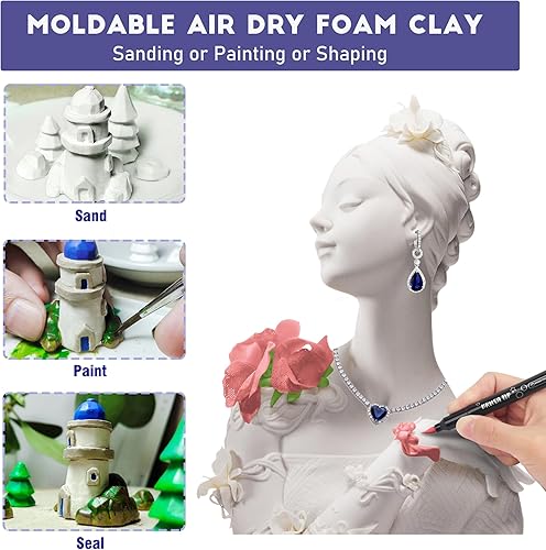 Miniatura 2 de SELEAD Arcilla de espuma blanca 52.91 oz  Moldeable secado al aire ultra ligero modelado Arcilla mágica para adultos, cosplay, bricolaje, escultura,