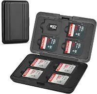 Estojo de Alumínio preto para Cartões Micro SD Proteção Elegante Suporte com 8 slots para cartões SD, SDHC, MMC, Micro SD e TF