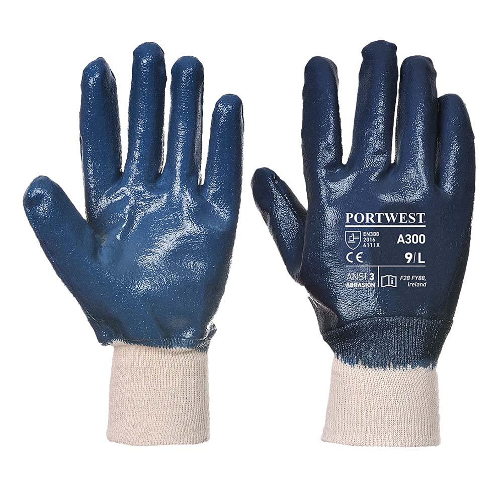 Portwest A300 Nitrile Knitwrist Glove Navy, Large