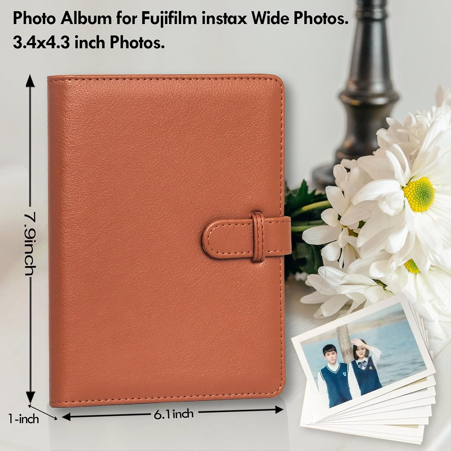 Rieibi Photo Album for Fujifilm Instax Wide210/Wide300/Wide400 Camera, 3.4x4.3 Inch Wide Film 80 Pockets PU Leather Photo Frame for Instax Wide 400 Album, Album for Instax Wide series image 2