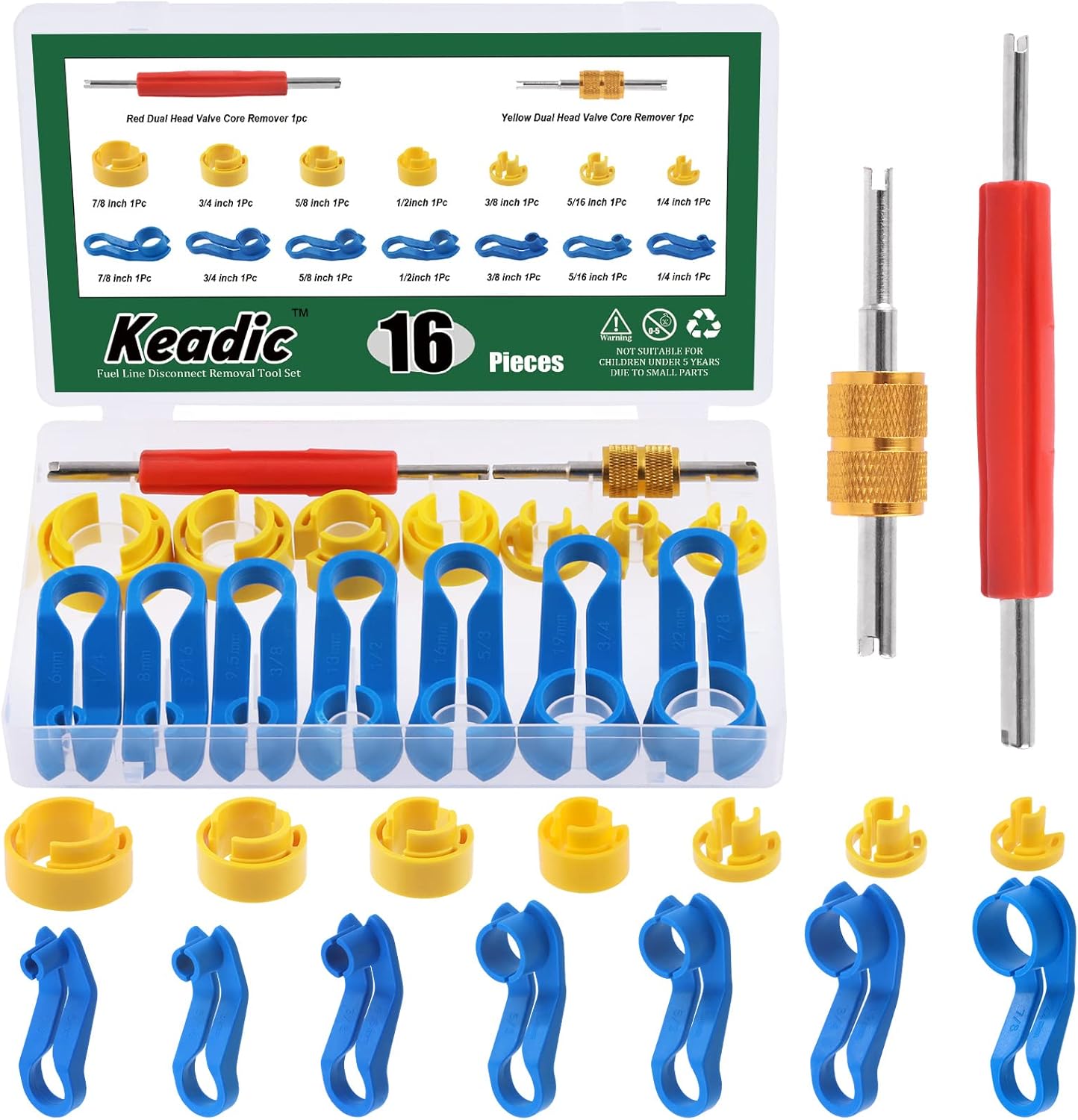Keadic 16 Pcs Master AC Fuel Line Disconnect Tool Set 1/4