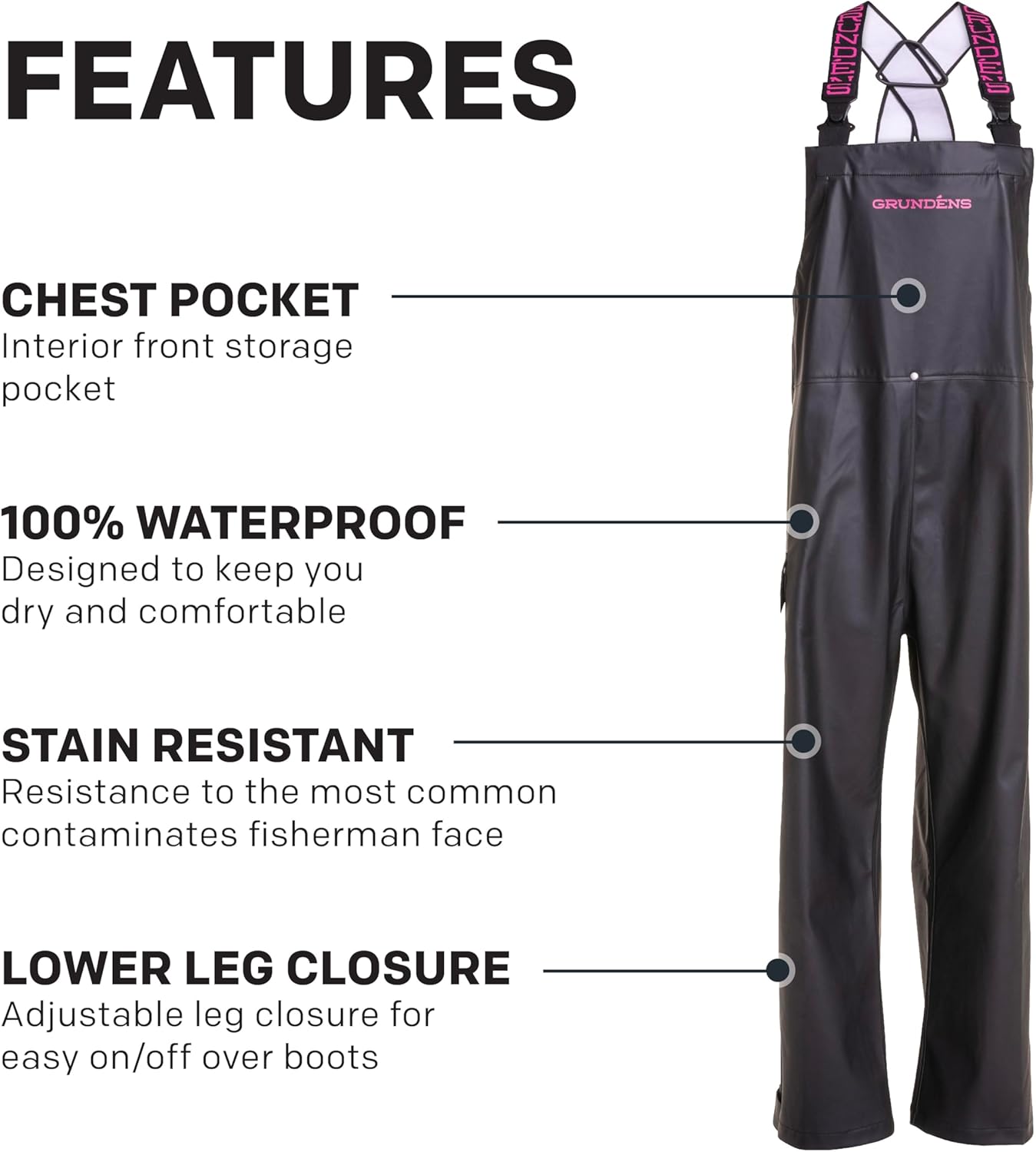 Grundéns Women’s Neptune Commercial Fishing Bib Pants | Waterproof, Adjustable - Image 4