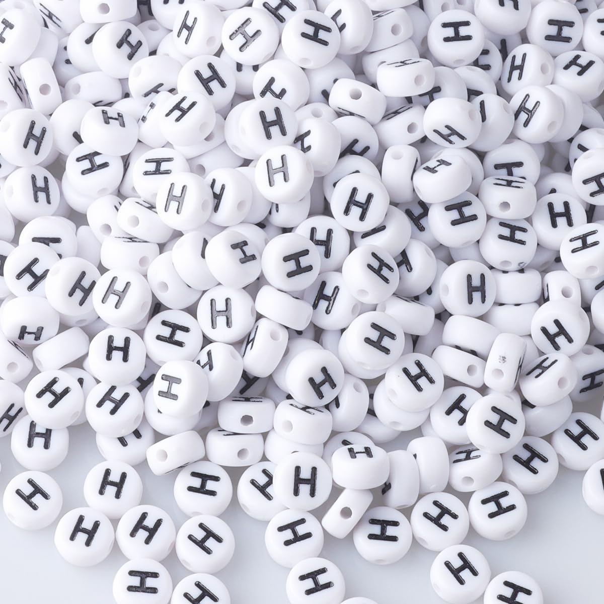 1500Pcs Acrylic Letter H Beads,7mm Round Alphabet Beads for Bracelet Making,Spacer for Necklace,Earring and Jewellery Making