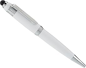 Online Design Temptation Stylus Ballpoint Pen with Metal Clip and Twist Mechanism, High-Capacity Ink Cartridge, Blue/White