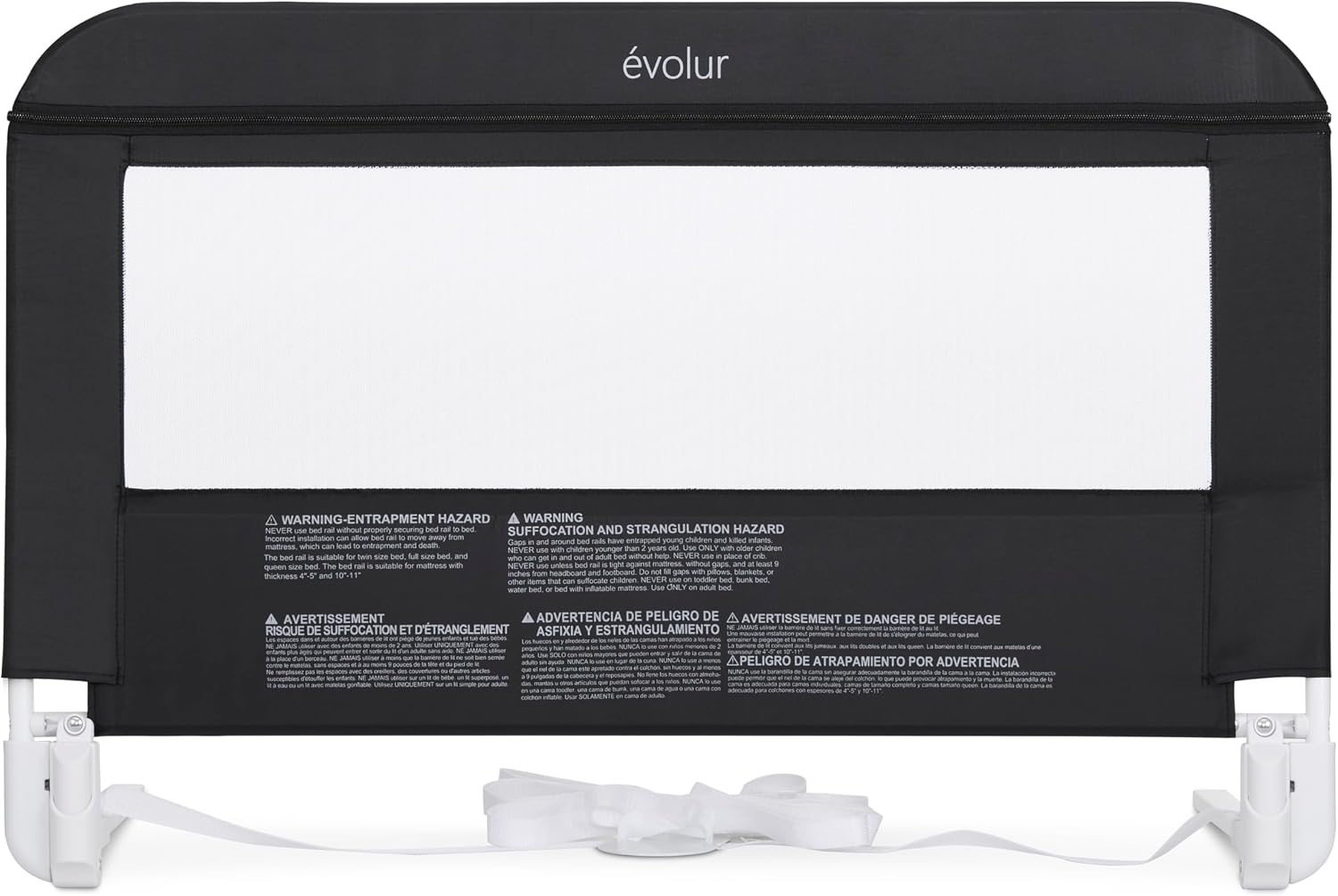 Evolur Snooze Shield Universal Swing-Down Guardrail in Black