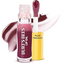 Burt's Bees Lip Oil Plum Twilight, Instant Hydration, Nourishes and Softens Lips, Sheer Wash of Color, High Shine Finish, Responsibly Sourced Jojoba Oil, Non Sticky, Wand Applicator, 0.15 Ounce