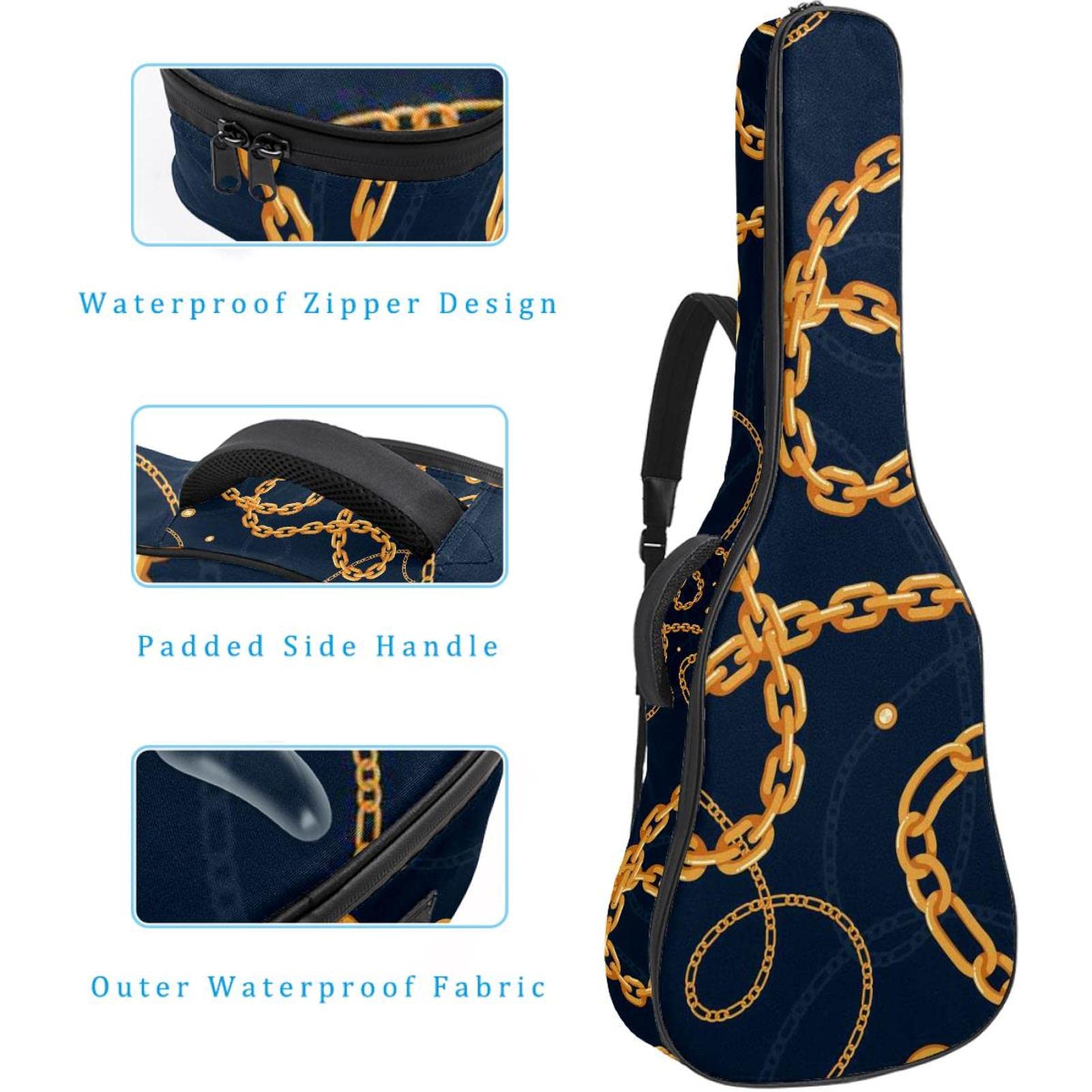 Torba na gitarę akustyczną wodoodporna gitara plecak grube miękkie wyściełane łańcuchy ciemny kolor klasyczna gitara obudowa, kolor1, 42.9x16.9x4.7 in, Organizer do torby
