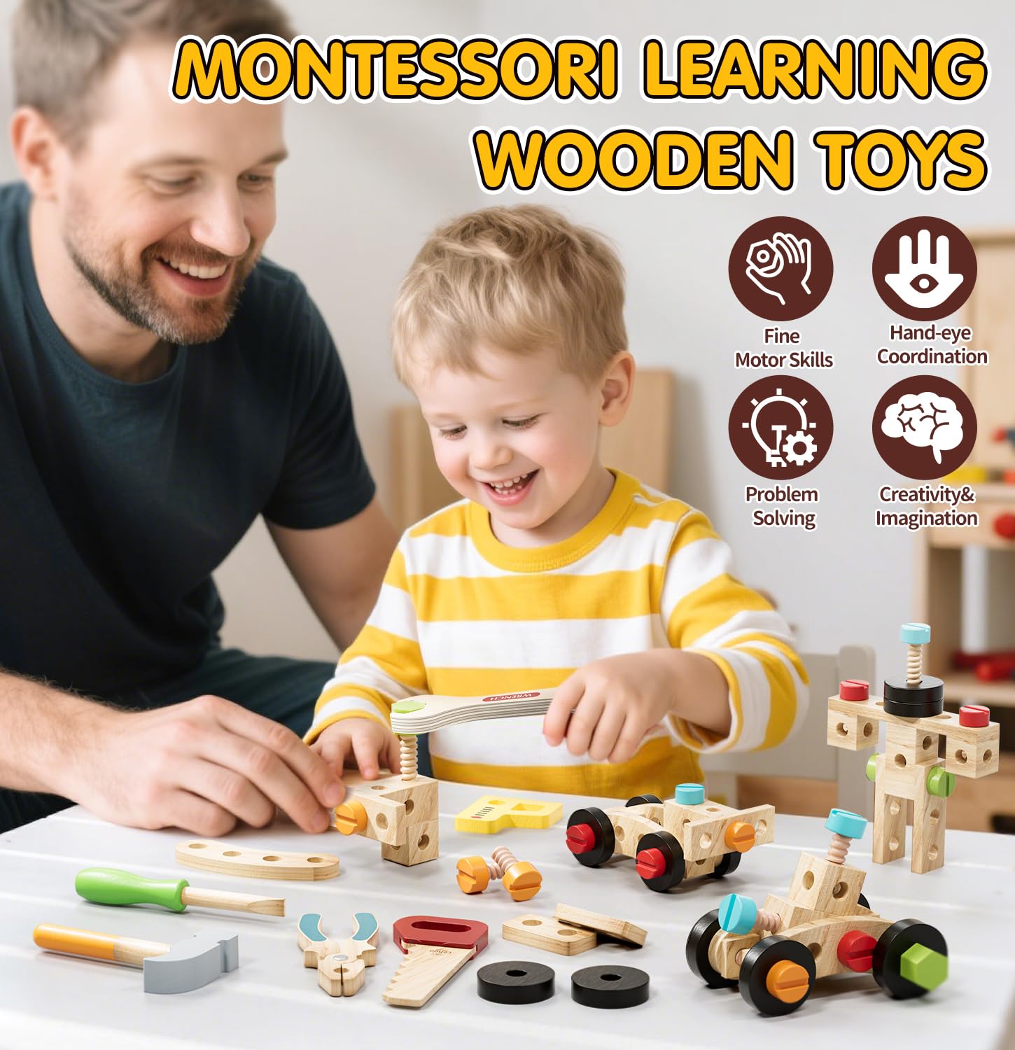 Lehoo Castle Montessori walizka narzędziowa dla dzieci, zabawka od 3 lat, motoryka, gry edukacyjne 2-5 lat