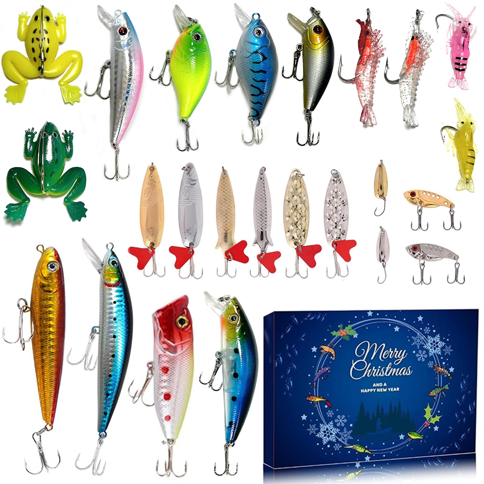 Fishing Advent Calendar 2025, 24 Days Fishing Lures Christmas Surprises Countdown Calendar,Advent Calendar, Gift for Fishing Lover for Adult Men Woman Teen Boys Girls, Husband Wife, Friend