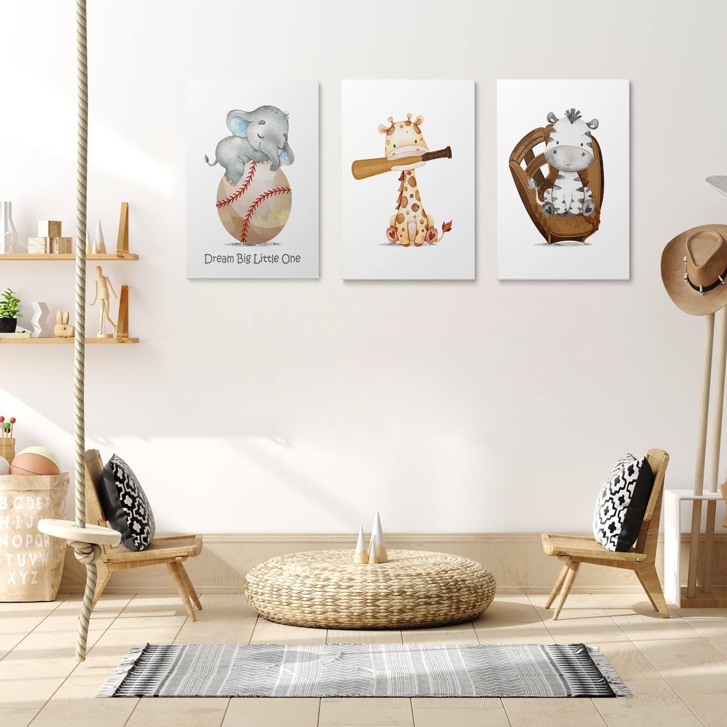 GUBIYU Baseball Sports Nursery Decor Boy Nursery Wall Decoration Baby Boy Sport Canvas Little Man Cave Sport Wall Art Baseball Print Posters Set of 3,Sports Themed Walls Decor for Boys Bedroom 12"x16"