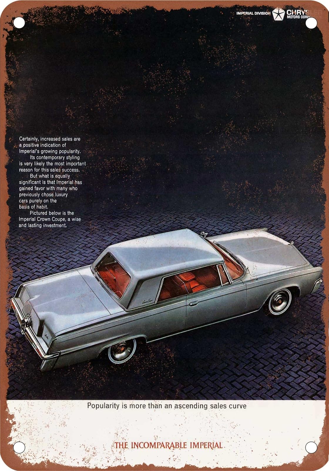 Miaomansenstore Metal Sign - 1965 Imperial Vintage Ad 09 - Old Retro Rusty Look Home Decor