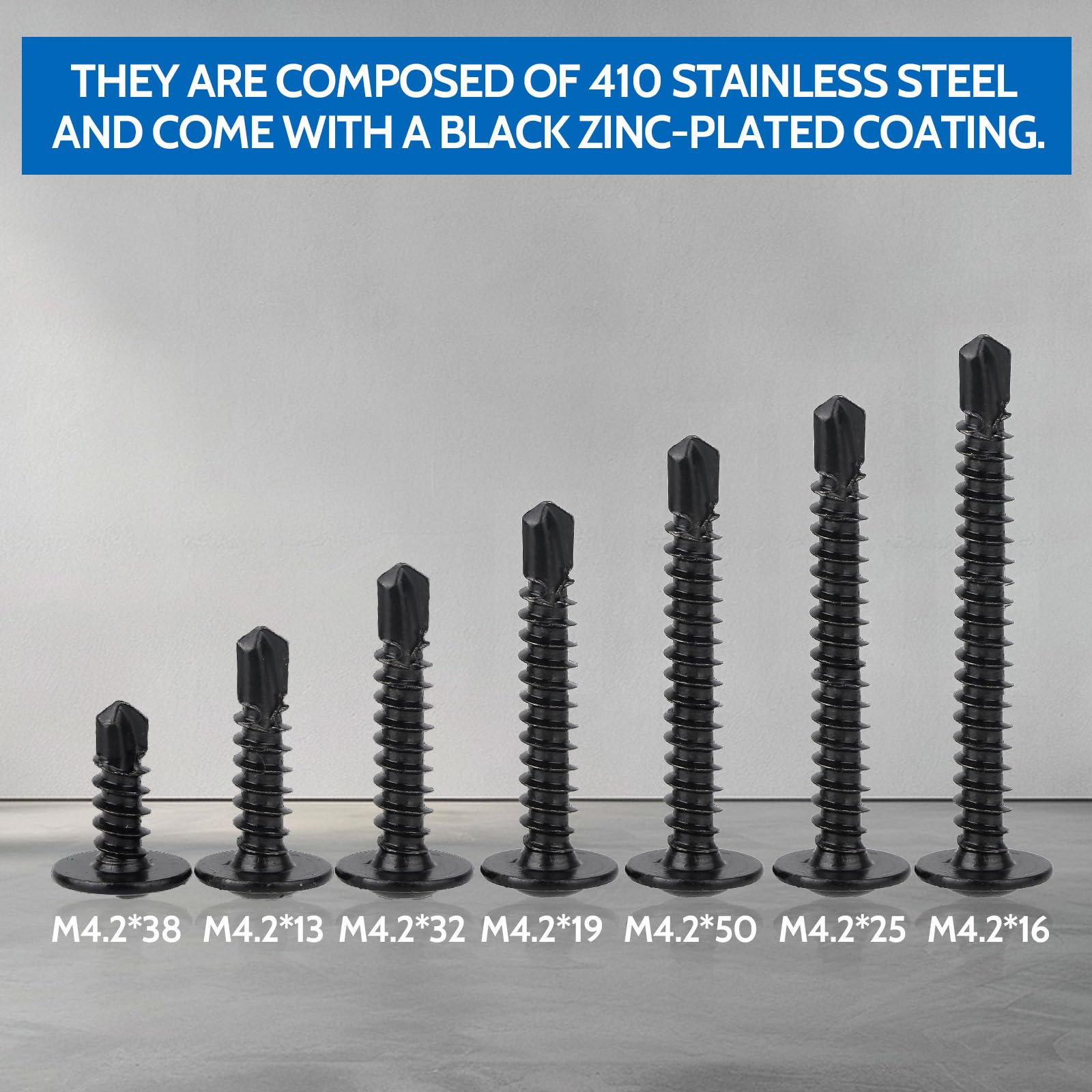 Xiedeai 50Pcs M4.2x32mm Self Tapping Screws, 410 Stainless Steel Wafer Head - Image 3