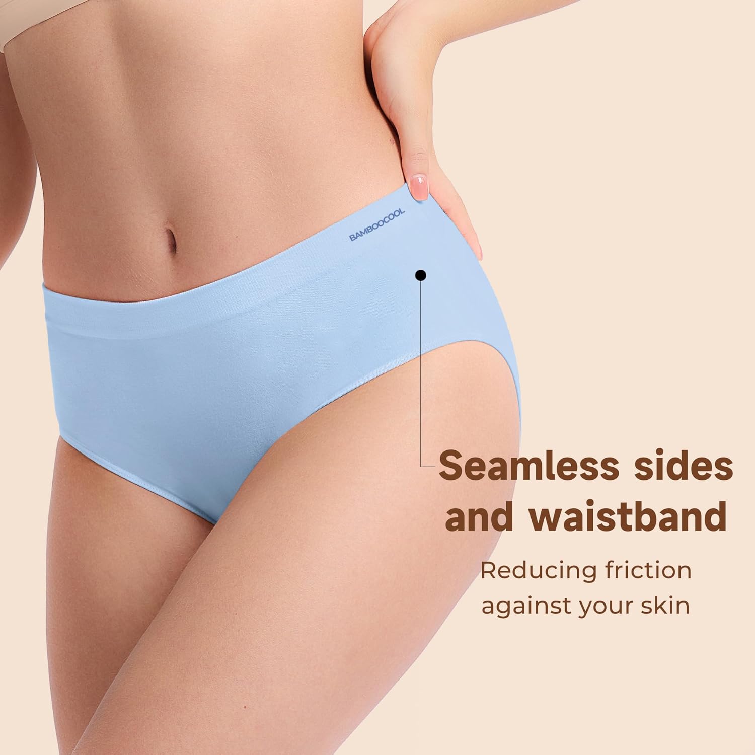 Women's Underwear Bamboo Bikini Panties Moisture-Wicking Hipter Seamless Stretchy Briefs Breathable Underwear 6-pack - Image 2