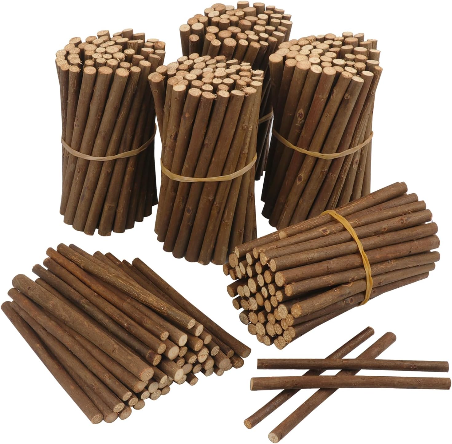300 Pcs 6 Inch Wood Twigs for Crafts, 0.3-0.5 Inch Thickness Wood Log Sticks Twigs for Crafts Natural Mini Wooden Logs for DIY Projects, Landscaping, Photo Props, Home Decor