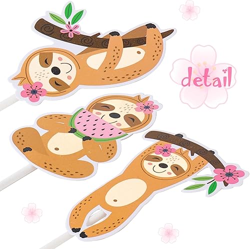 Miniatura 6 de 24 decoraciones de perezoso para cupcakes, suministros de fiesta de cumpleaños de perezosos, decoraciones de fiesta de perezosos para niños y niñas,