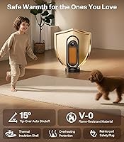Vista 6 de RANVOO Space Heater, Electric Portable Heaters for Indoor Use with Thermostat, Wide Oscillation, ECO and Fan Mode, 1-12H Timer, 1500W PTC Ceramic