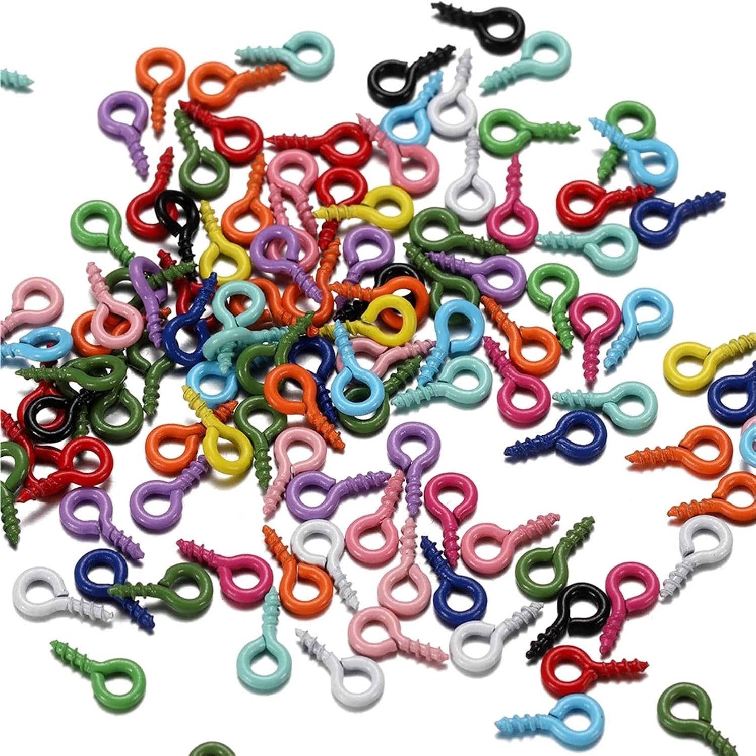 Small Screw Eye Pin 2000Pcs/Lot 8 * 4mm Small Eye Pins Mini Eyepins Hook Eyelets Screw Threaded Colorful Clasps Hook for DIY Jewelry Making Findings for Jewelry Making