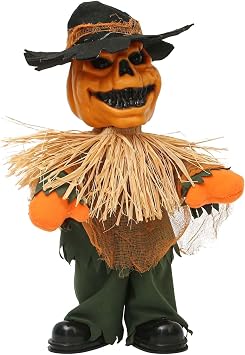 14 Walking Animatronic Pumpkin Ghost, Halloween Decorations with Sound & Motion Sensor, Spooky Talking Pumpkin Prop for Indoor & Outdoor Haunted House, Porch & Yard